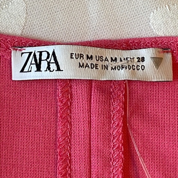 Zara body shape pink midi dress square neck back stitching with 7” dart Sz M - Picture 4 of 7